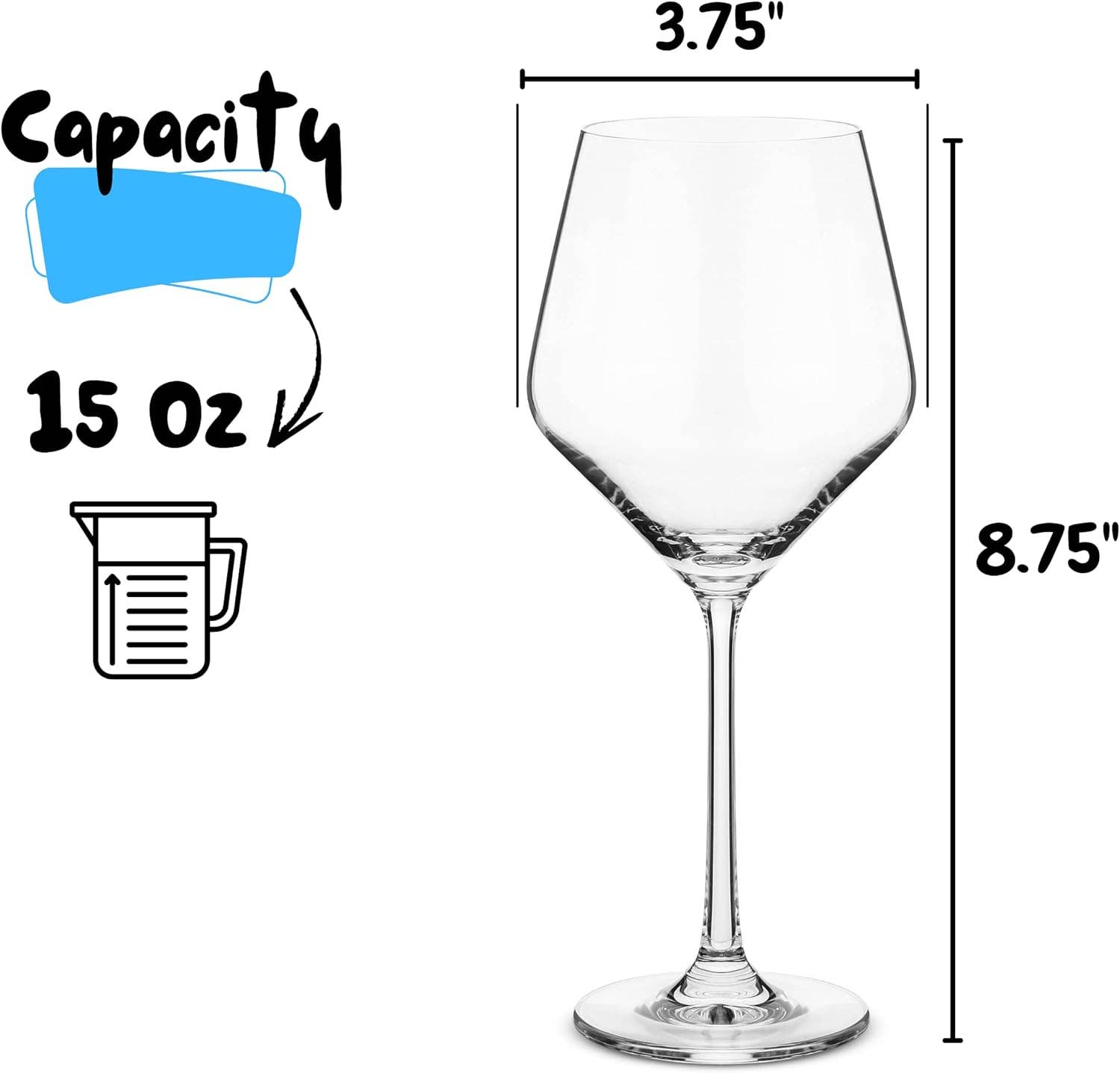 Long Stem Wine Glasses 15 oz – Set of 12